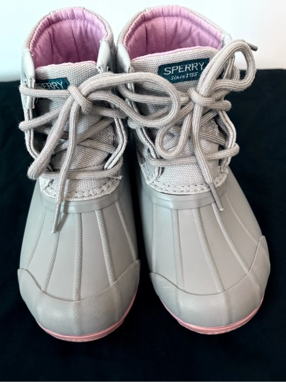 Sperry Toddler Girls Port Duck Boots Gray Pink Sparkle Size 9